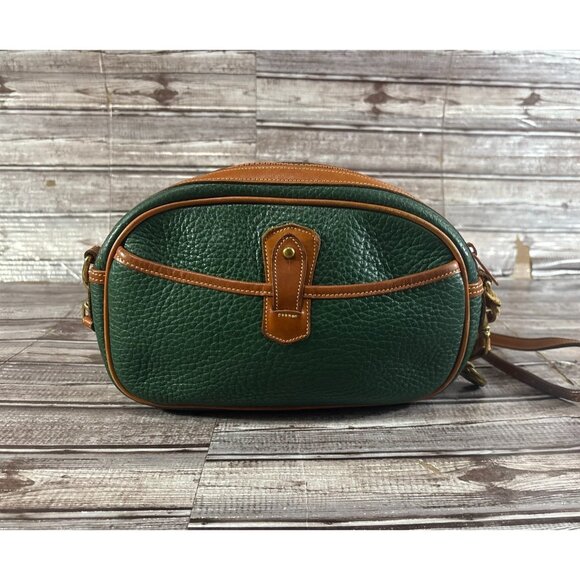 Dooney & Bourke Kilty All Weather Pebbled Crossbody Bag color green tan vintage - Picture 2 of 9